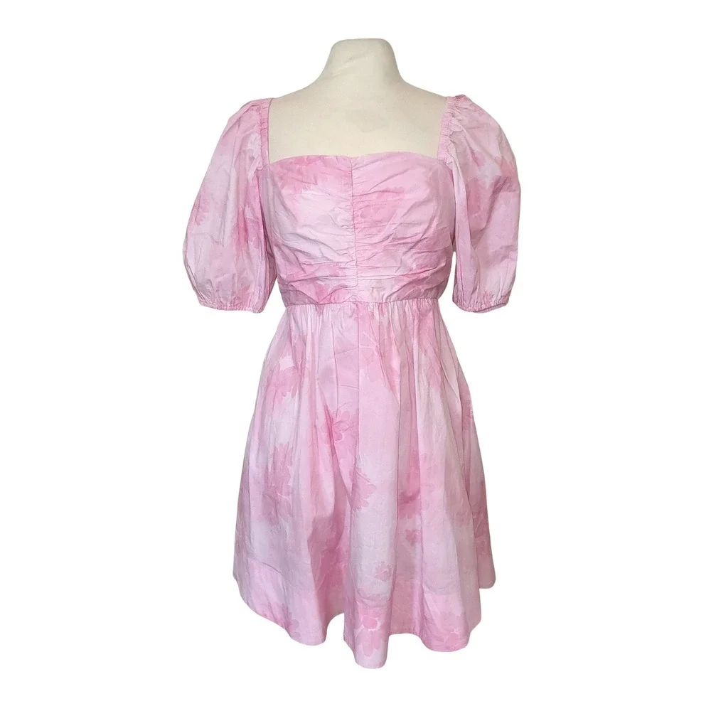 NWT Coach Pink Puff Sleeve Girlcore Floral Japanese Streetwear Mini Dress 10